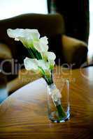 Wedding bouquet set inside a clear vase
