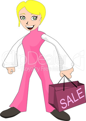 Cute girl in pink pantsuit