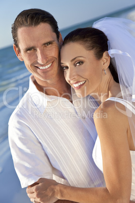 Bride & Groom Married Couple at Beach Wedding