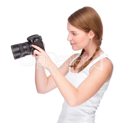 Junge Frau mit einem Fotoapparat