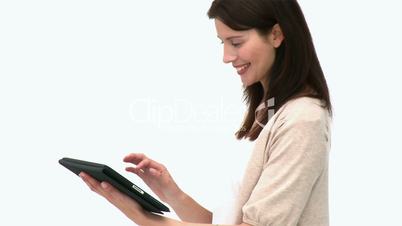 Frau mit Tablet-Computer
