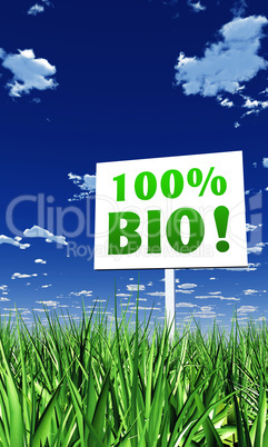 Schild im Gras - 100% BIO 02