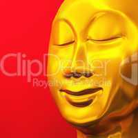 ZEN Buddha Gesicht Gold Rot 01