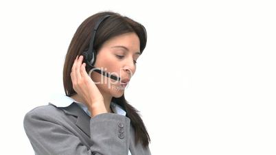 Frau mit Headset