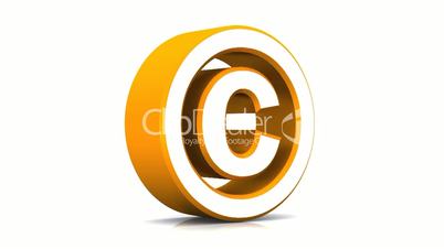 3D Copyright - Orange Weiß in Rotation