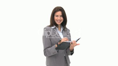 Geschäftsfrau mit Notizbuch