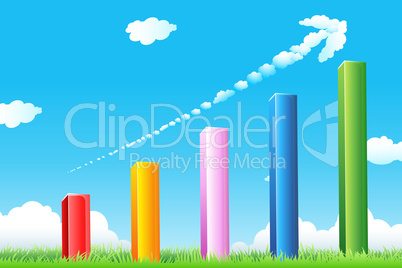 growth graph with cloudy arrow