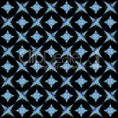 retro white and blue seamless pattern on black background