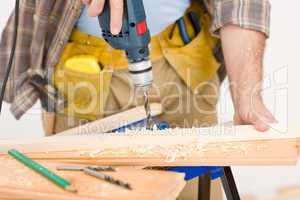 Home improvement - handyman drilling wood