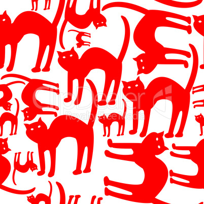 red cats pattern isolated on white background