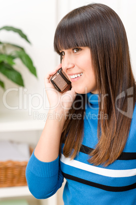 Teenager girl relax home - on phone