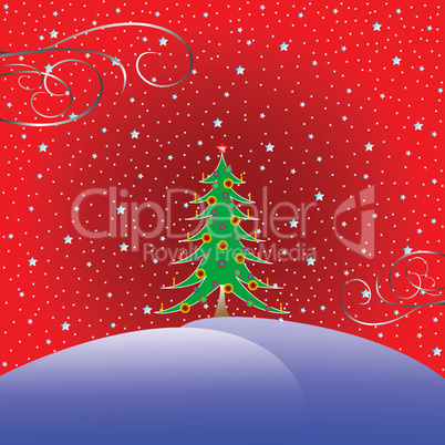 christmas tree with stars background