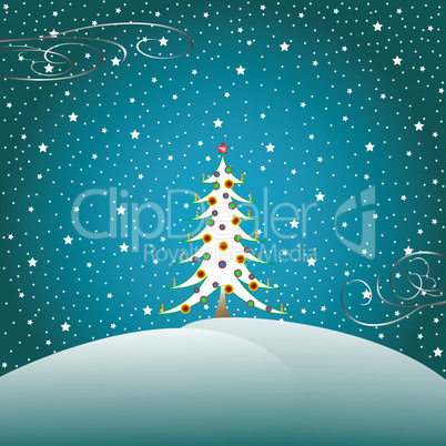 stars, snow and christmas tree 2