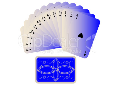 spades cards fan with deck isolated on white