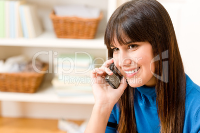 Teenager girl relax home - on phone