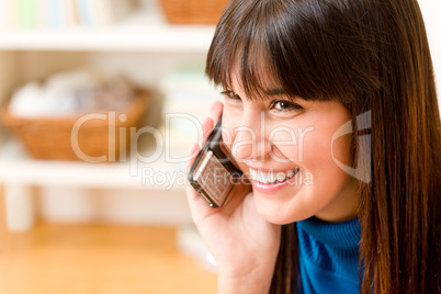 Teenager girl relax home - on phone