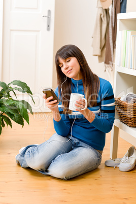 Teenager girl relax home - listen to music