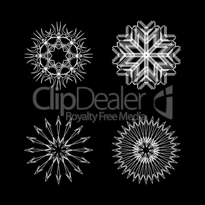 snow flakes collection white and black