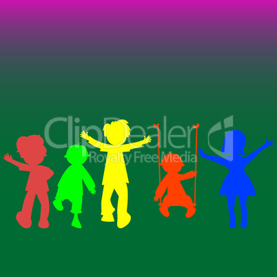 retro little kids silhouettes