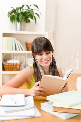 Teenager girl relax home - read book