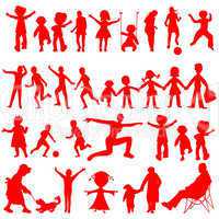 peoples red silhouettes isolated on white background