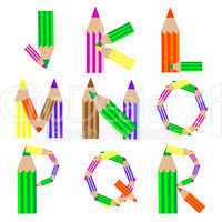 pencils alphabet J-R