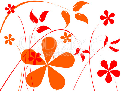 orange and red flowers composition