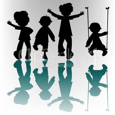 happy children silhouettes