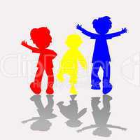 colored kids silhouettes