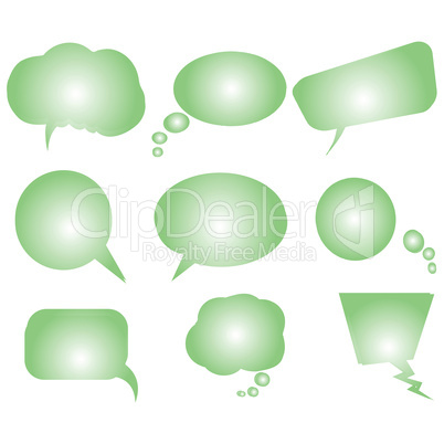 collection of green stylized text bubbles