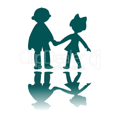 boy and girl blue silhouettes
