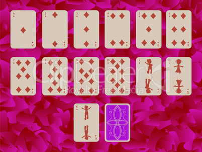 suit of diams playing cards on purple background