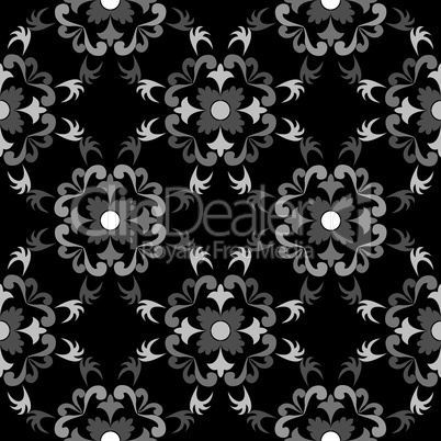 white and black seamless floral pattern