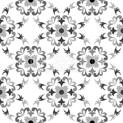 black and white seamless floral pattern