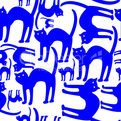 blue cats pattern isolated on white background