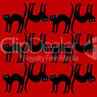 cat pattern isolated on red background