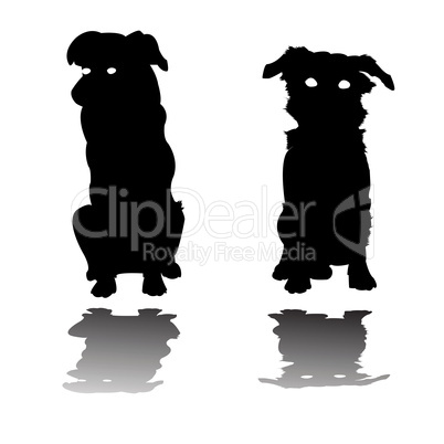 two little dogs silhouettes
