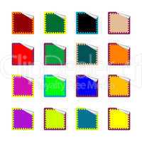 rounded rectangle colored stickers isolated on white