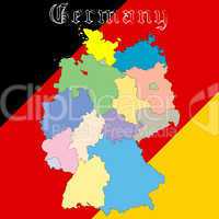 germany map over national colors