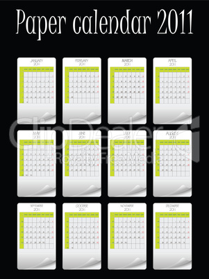 paper vector calendar for 2011