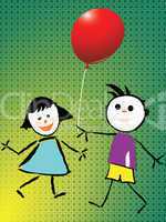 boy and girl playing with balloon