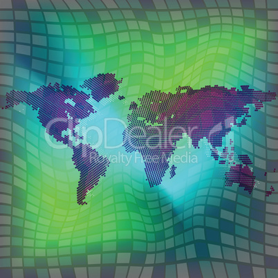 world map over squared background