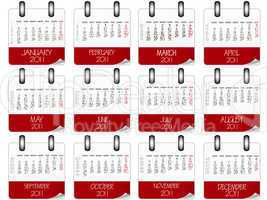 red and white paper calendar 2011