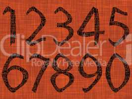 astract numbers over orange texture
