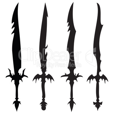 swords silhouettes against white