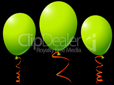green balloons against black