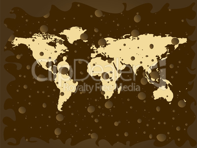 world map with colored earth bubbles