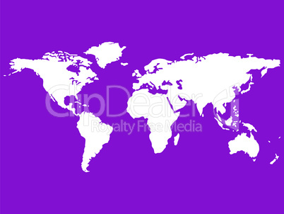 white world map isolated on purple