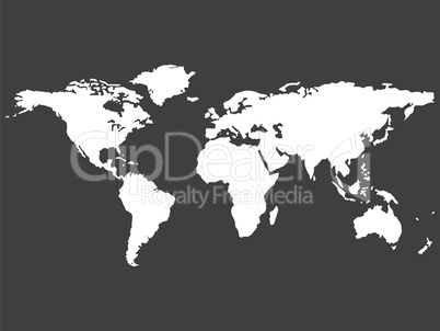 white world map isolated on gray background