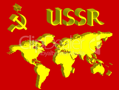 ussr symbol and world map